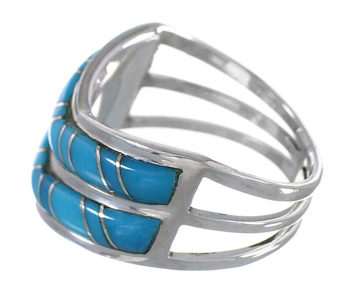 Sterling Silver Turquoise Inlay Jewelry Ring Size 5-1/2 RX94222